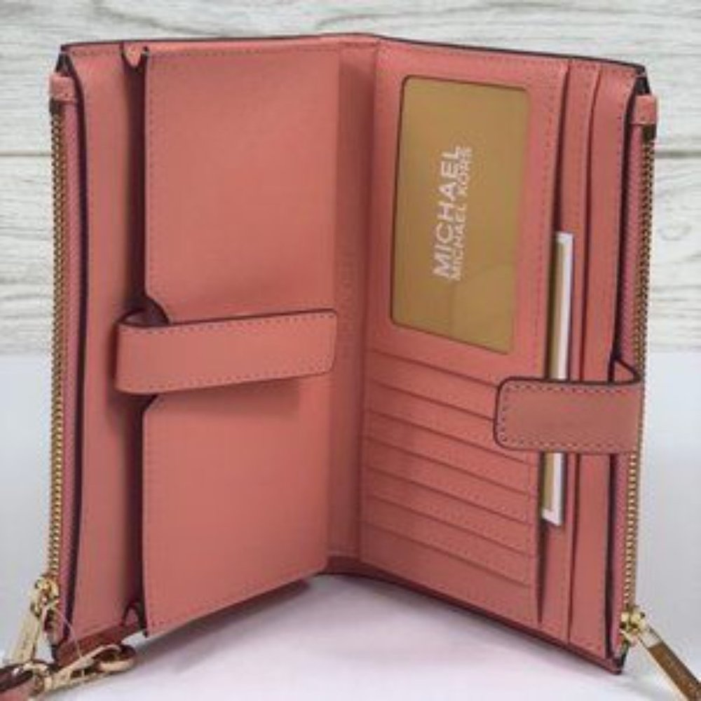 ❤️Michael Kors DoubleZip Wallet Wristlet Peach - Picture 4 of 7